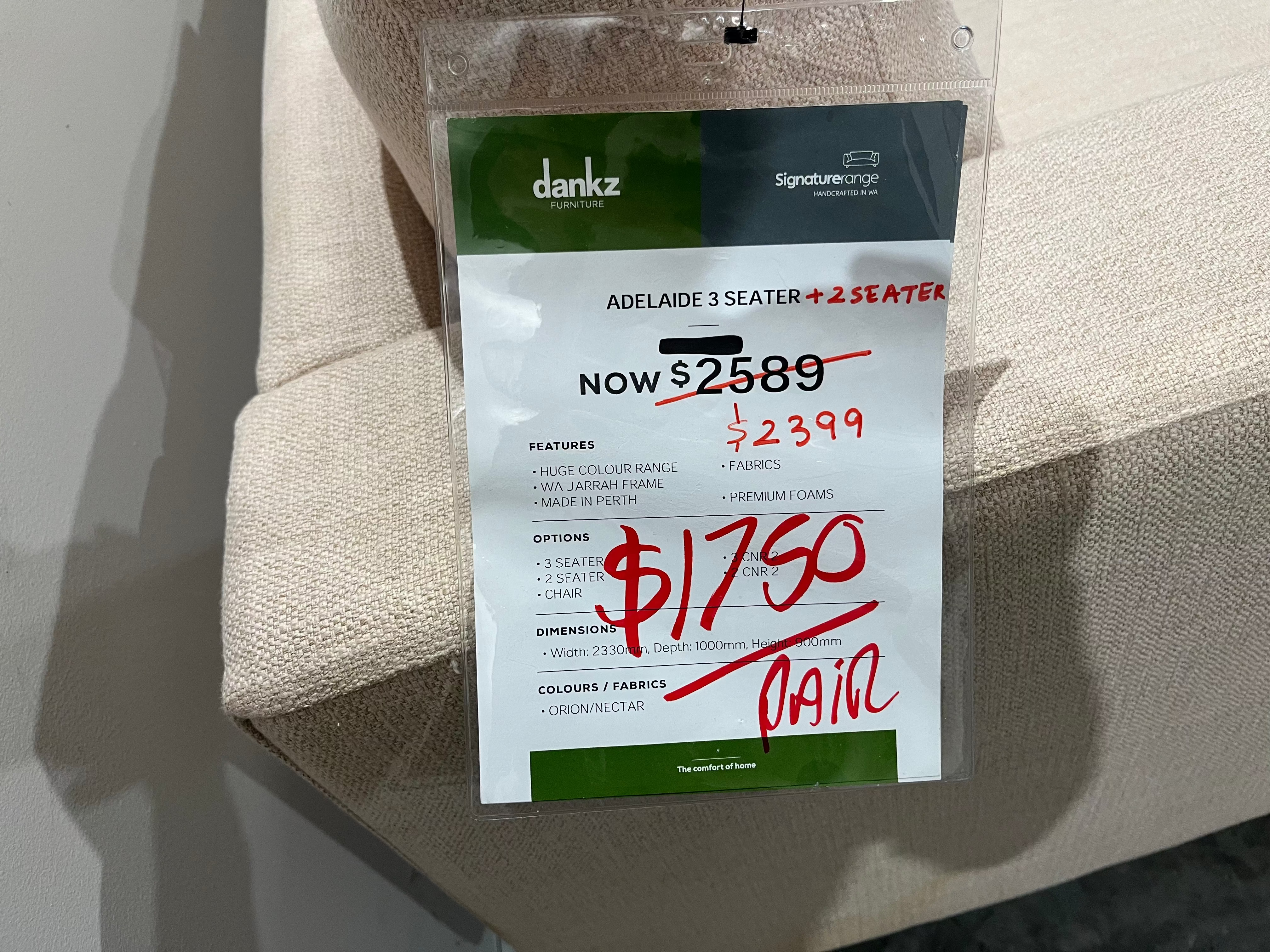 Adelaide 3 + 2 Seater Sofas (Port Kennedy)