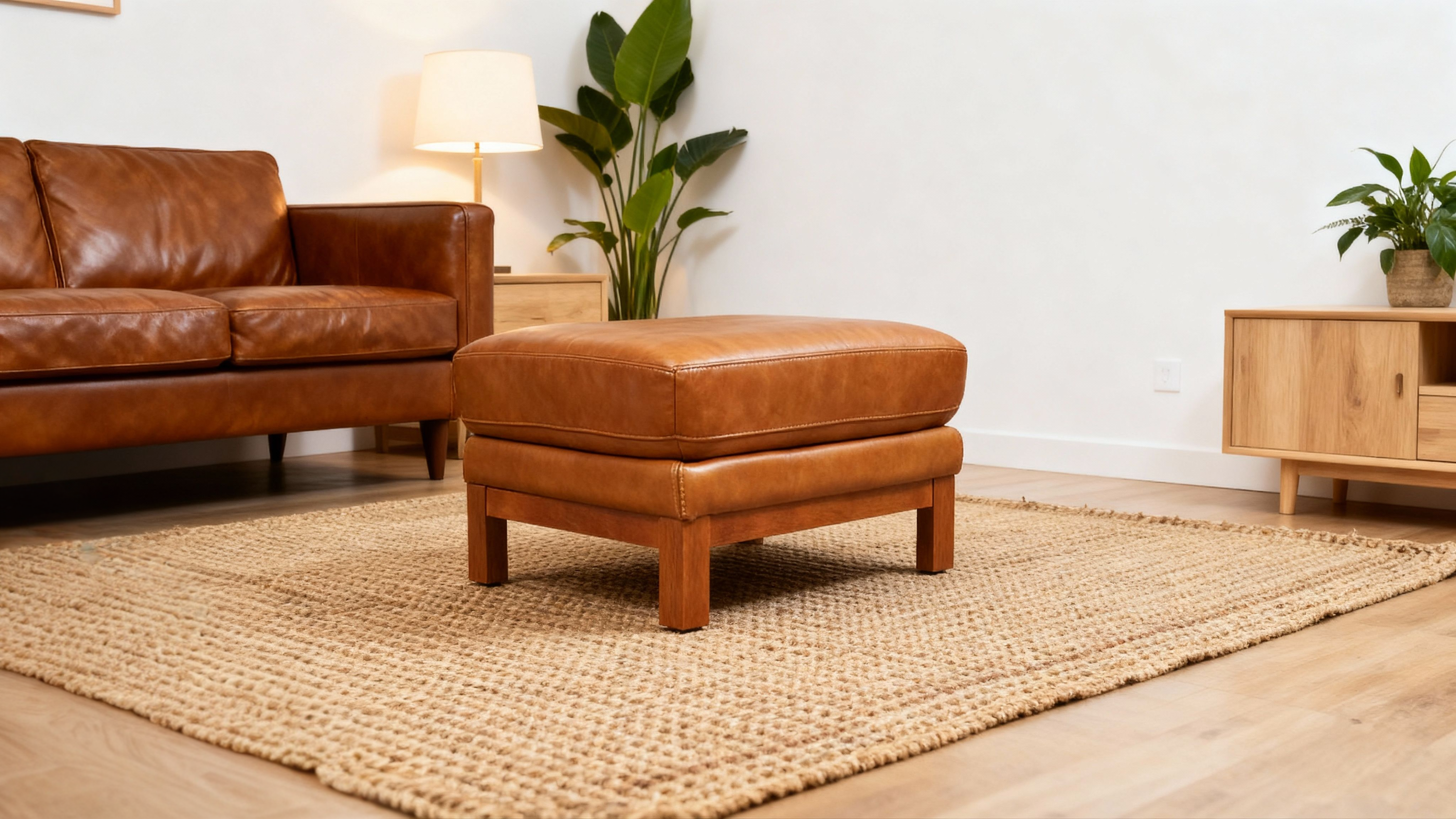 Oxley Leather Ottoman