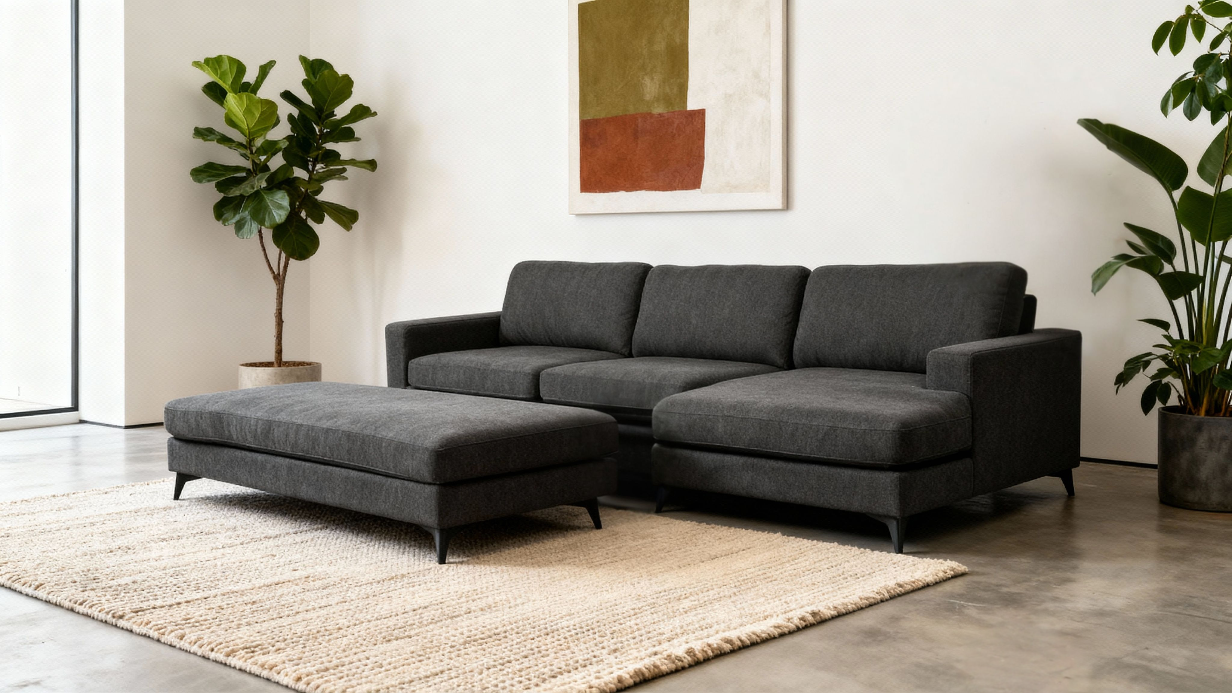 Swanbourne Chaise Sofa and Ottoman