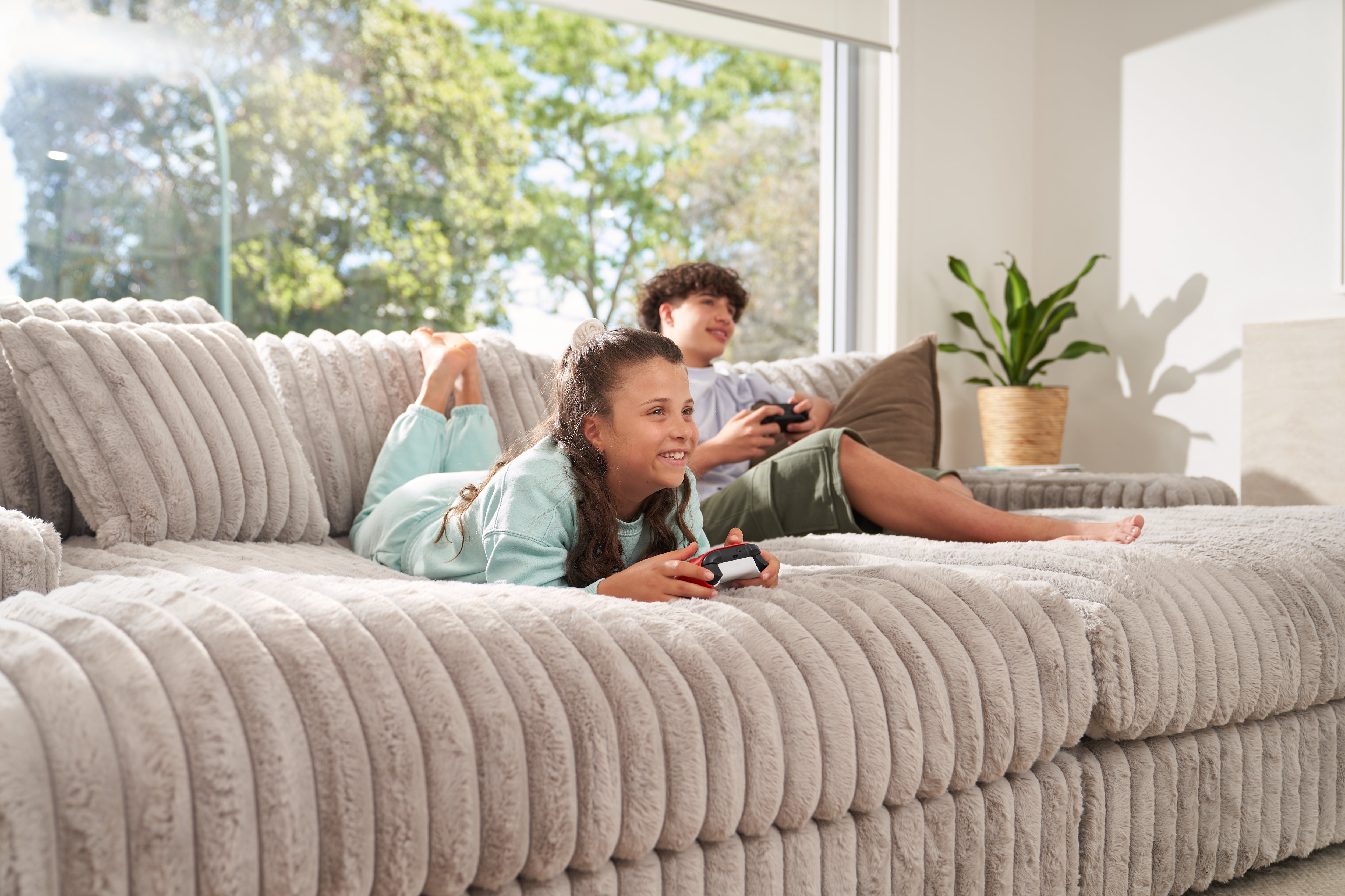 Temptation Chaise Sofa 2 Piece 4 seater