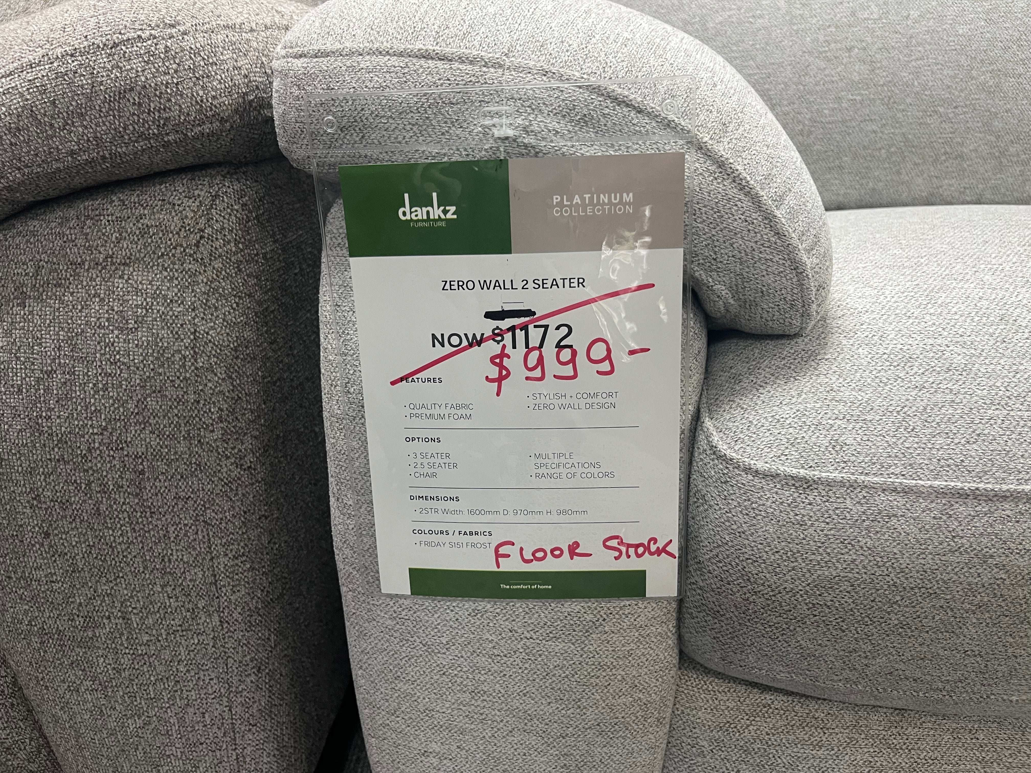 Zero Wall 2 Seater (Willeton)