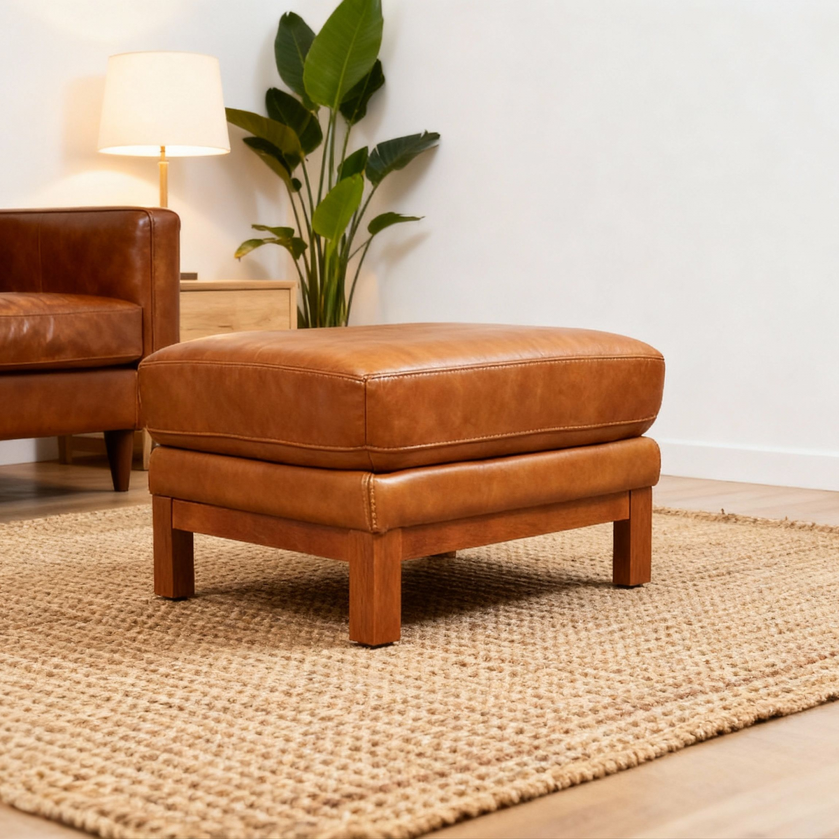 The Oxley Leather Ottoman - Luxurious Sofa Sectionals & Ottomans