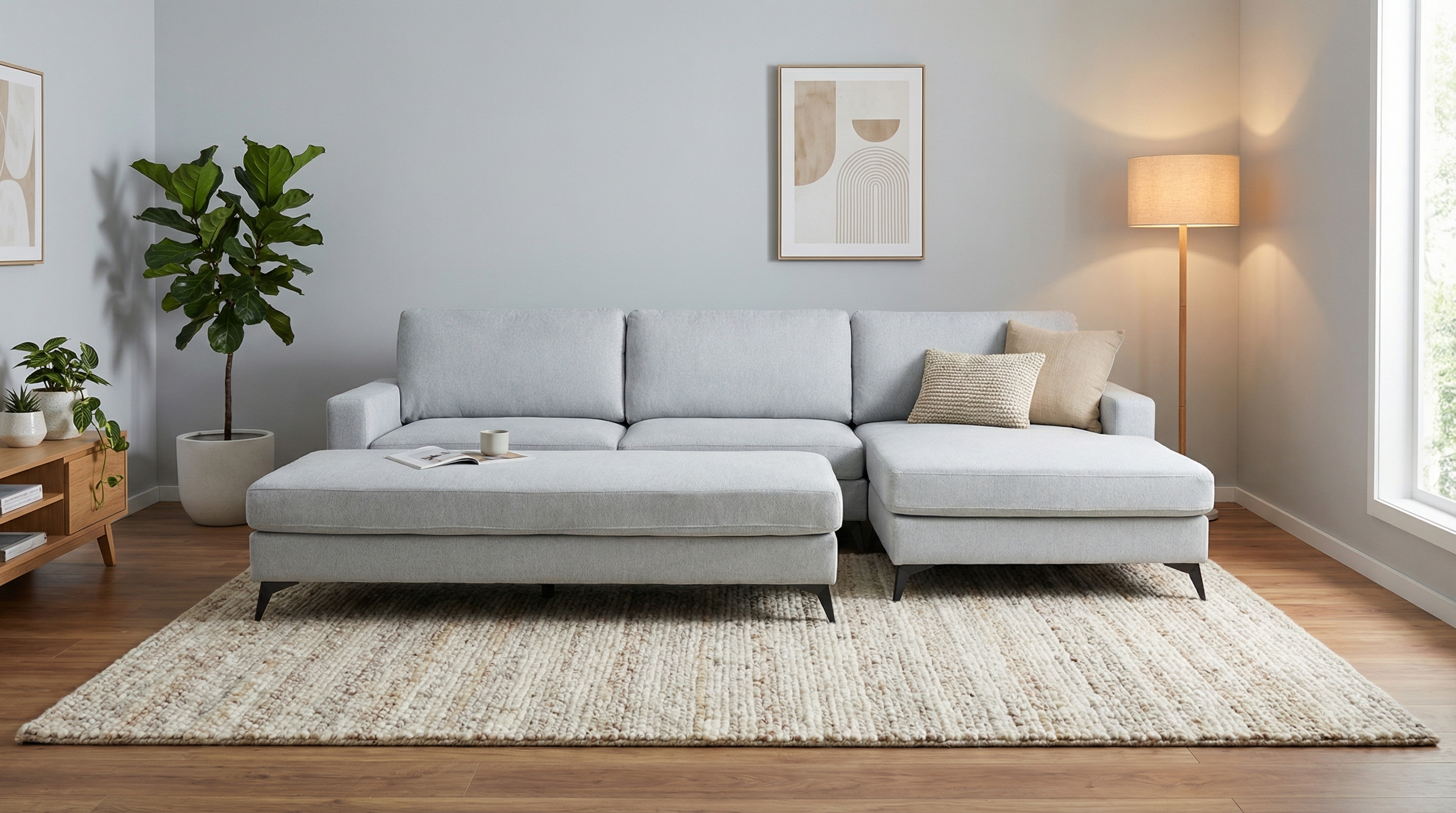 Swanbourne Chaise Sofa and Ottoman